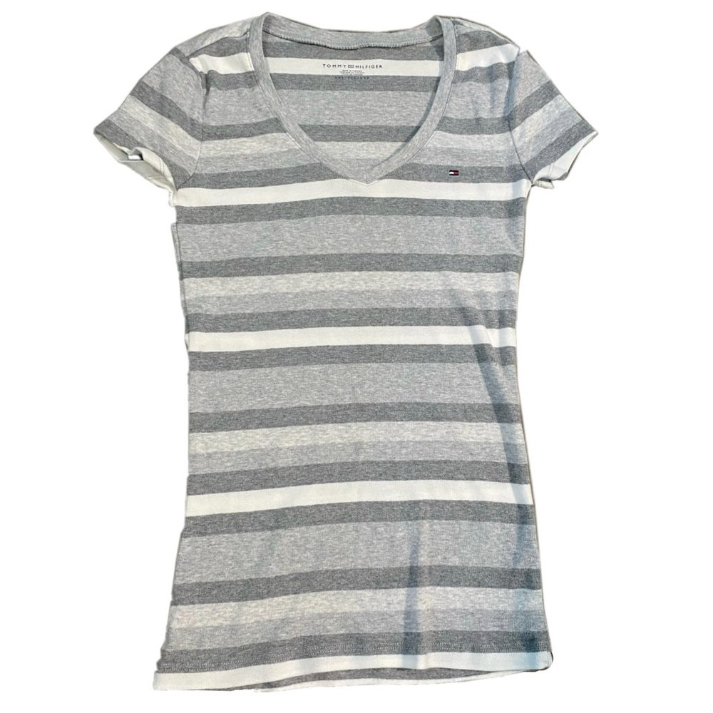 Fitted Multi-Gray Striped Shirt - Tommy Hilfiger